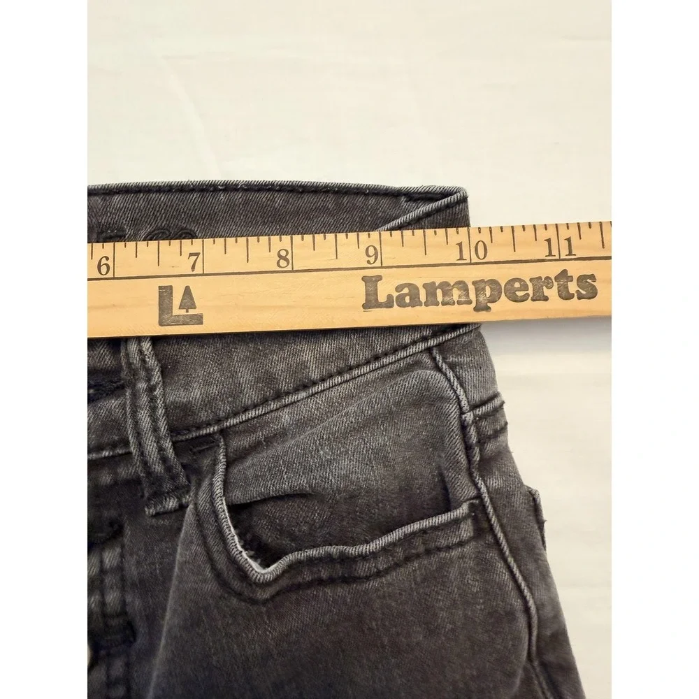 Justice‎ Jeans Girls 10 Slim Gray Skinny Distressed Button Fly Raw Hem Stretch